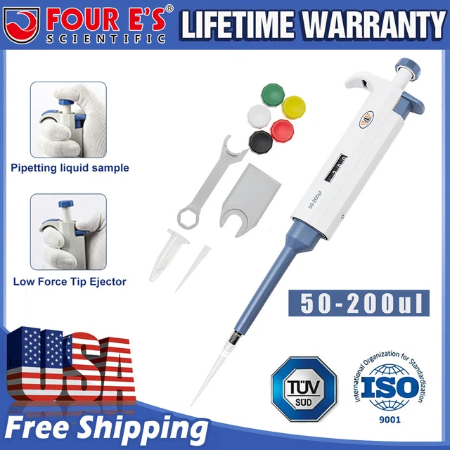 50-200ul Lab Single Channel Pipette Mechanical Micropipette Volume Transfer Tool