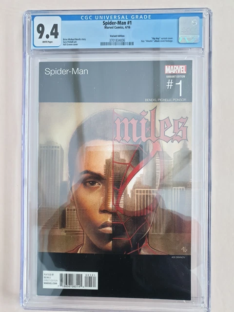 Spider-man 1 Variant Hip Hop Nas Granov Cover CGC 9.4 *Marvel, 2016, UK Seller*