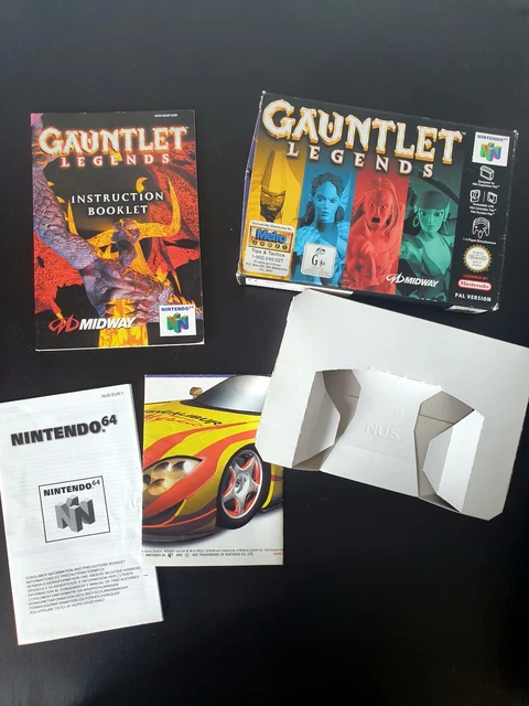 N64 PAL Gauntlet Legends Vintage Box, Manual, Midway Poster