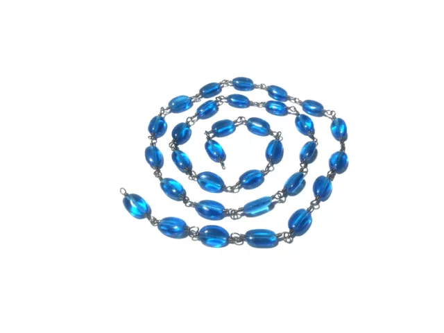 10 Feet Kyanite Blue Quartz Oval 5x7mm Hydro Beads, Rosary Chain Black Wire