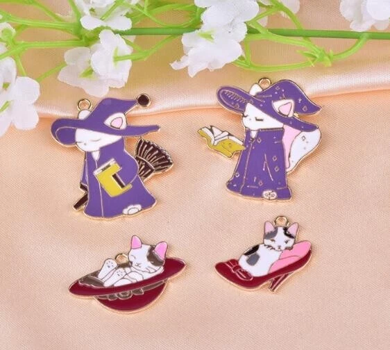 40pcs All Saints' Day Enamel Metal DIY Charms Pendants key Jewelry Making