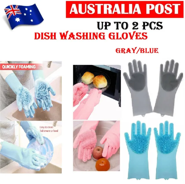 Magic Gloves Dish Washing Silicone Rubber Scrubber Cleaning Glove Waterproof