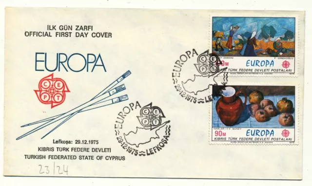 Türkisch Zypern 1975 FDC Europa CEPT Kunst Michel Nr. 23-24