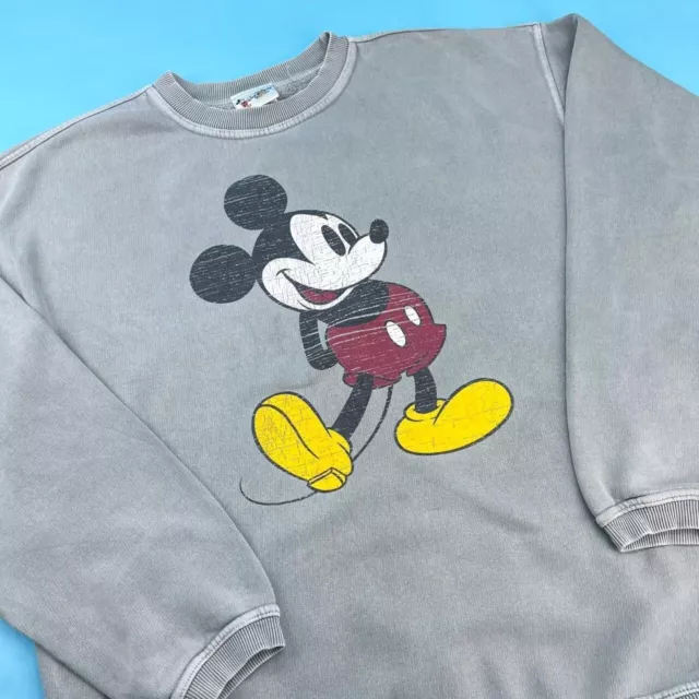 Vintage 90s Disney Mickey Mouse Cartoon Grey Sweatpants Size 2XL