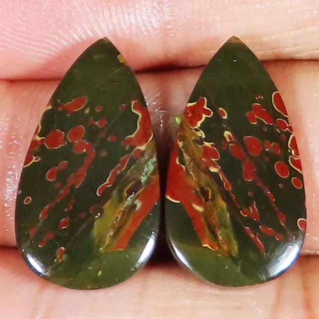 19.85 Karat Natürlich Kirsche Creek Jaspis Paar Pear Cabochon Juwelen 12x23x3 MM