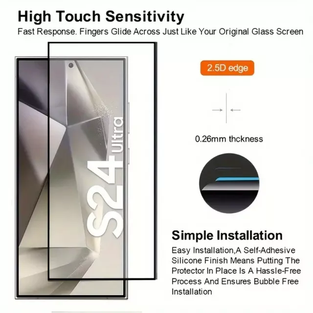 3x Full Screen Panzerfolie für Samsung Galaxy S24 / S24+ / S24 Ultra Schutz Glas 3