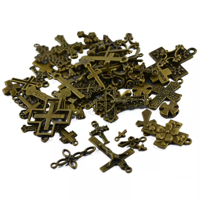 Lot De 50 Pièces Assorties De Pendentifs à Breloques En Forme De Croix En