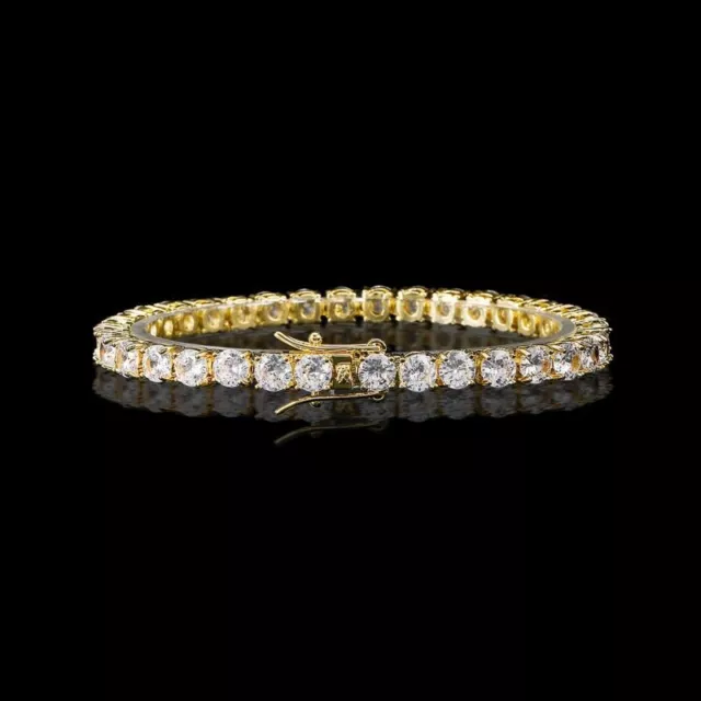 30Ct Round Cut Lab Created Diamond Tennis Bracelet 5mm 14k Gold Plated 8" Inch