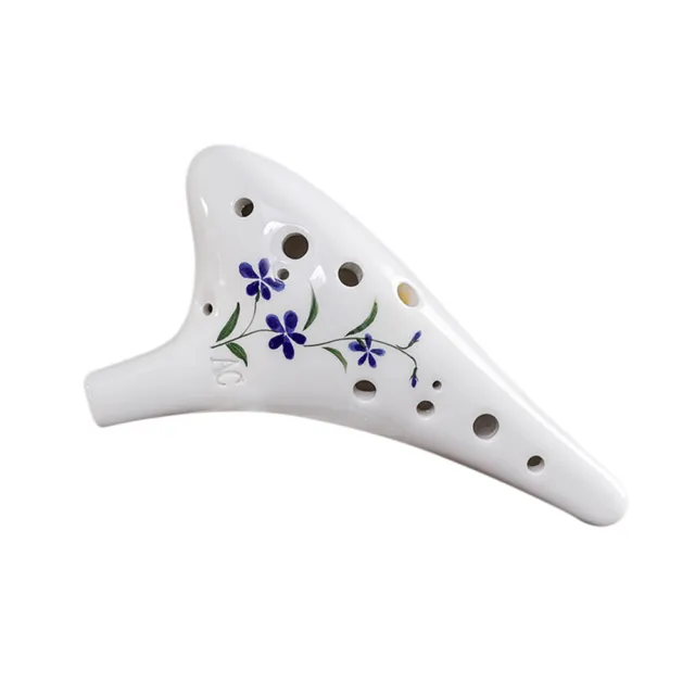 12 Holes Round Head Ceramic Ocarina Alto C Hand Painted Musical Instrument E0W7