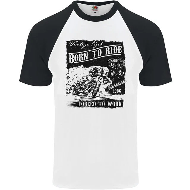 Cafe Racer Biker Moto DA UOMO S/S Baseball Maglietta