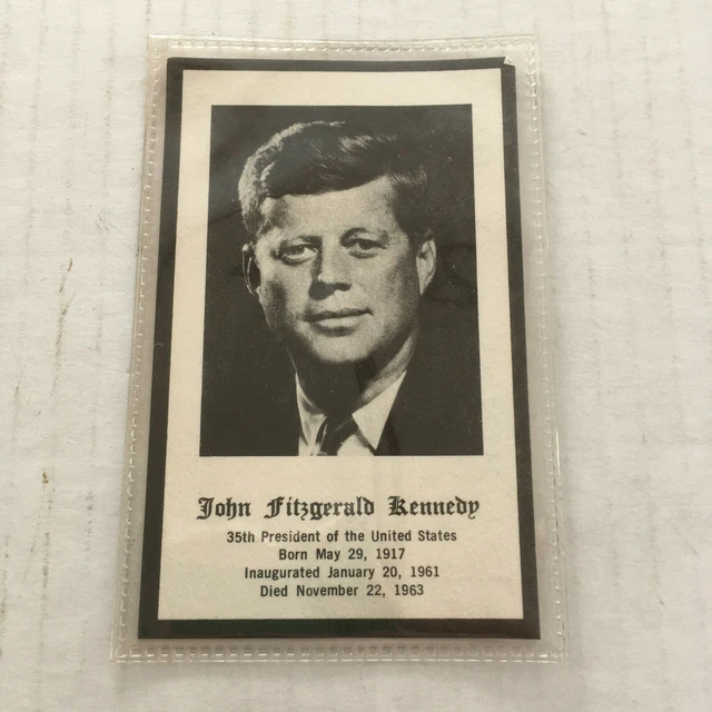 VINTAGE LAMINATED JOHN F Kennedy photo funeral memorial mass prayer
