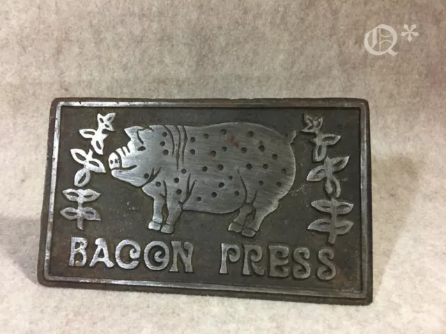 VINTAGE CAST IRON Bacon Grill Press with Wood Handle $17.99 - PicClick