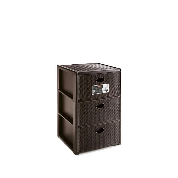 Cassettiera Mobile Tipo Rattan Elegance Slim Moka 3 Cassetti