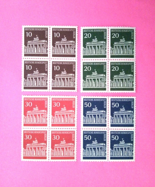 BERLIN Mi. 286 - 290 BRANDENBURGER TOR, kompl. 4er Viererblock - Satz, postfr