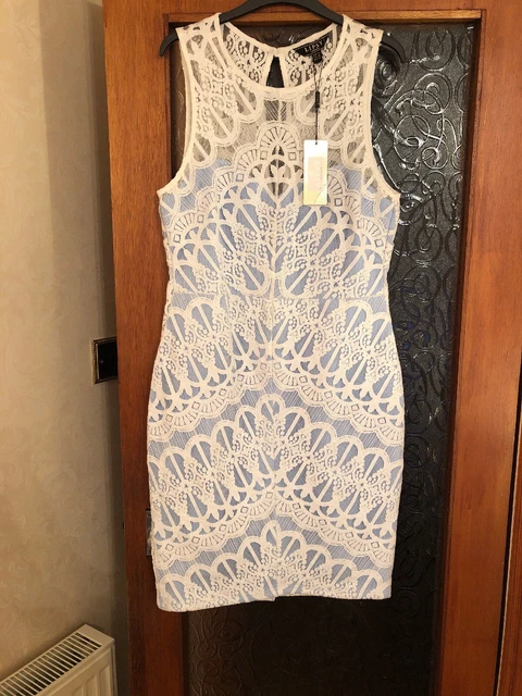 LIPSY BABY BLUE & White Lace Bodycon Dress Size 14 BNWT 4.99 - PicClick UK