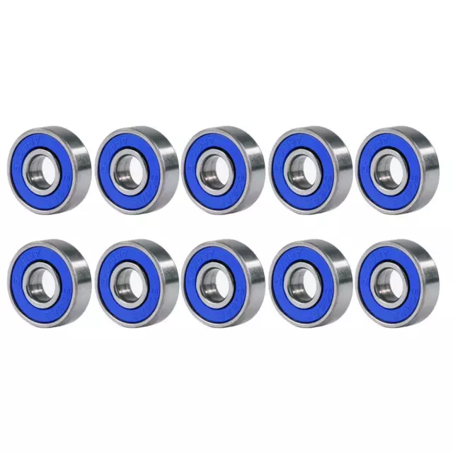 10pcs 608rs ABEC-9 Ball Bearing Scooter Deep Groove Miniature Bearings (Blue)