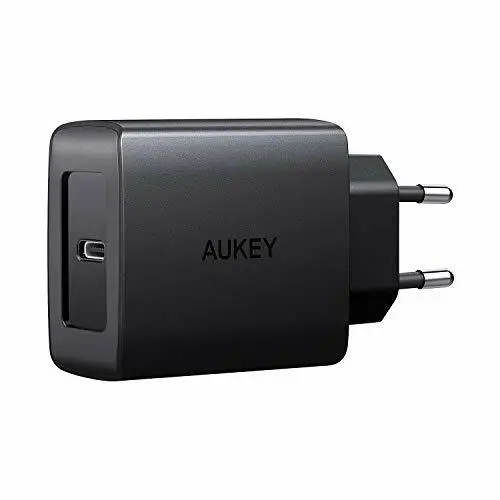 Cargador de pared Aukey PA-Y15 USB-C 3.0, 18 W PD Negro Envio 24Horas