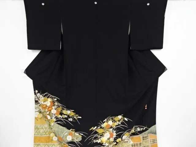 82998# Japanese Kimono / Tomesode / Embroidery / Kiku