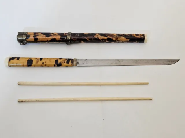 Antique Chinese Traveling Eating TROUSSE Knife & Chopsticks Set RARE ! ( ПW64 )