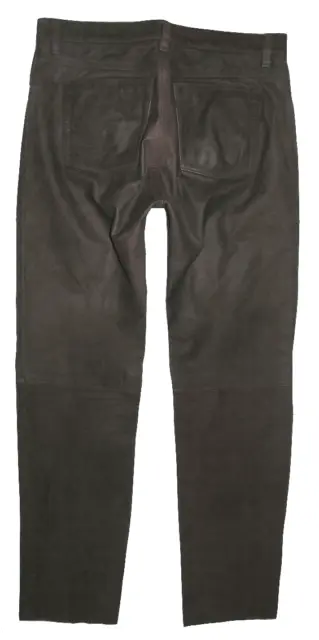 " Man`S Fashion " Uomo- Jeans IN Pelle Nabuk Pantaloni Di Dkl Braun Circa W35 "