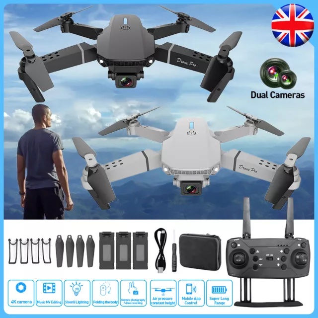 4K Drone X Pro WIFI FPV HD Dual Camera 3 Batteries Foldable Selfie RC Quadcopter