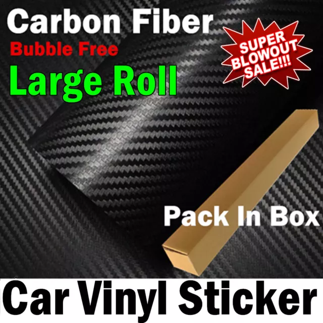 Large Roll Car Vinyl Wrap Sticker Stickers Decals Tint Film Black Carbon Fiber