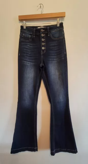 KanCan High Rise Button Fly Flare Jeans Dark Wash Womens Size 3/25