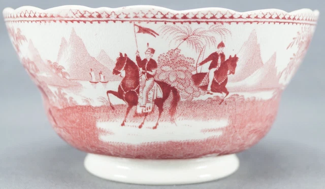 Rare Enoch Wood Belzoni Red Transferware Pearlware Waste Bowl Circa 1820 - 1830s