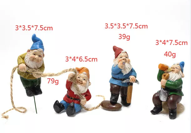 4PC Fairy Garden Miniature Dwarf Set Resin Mini Gnome Balcony Christmas Ornament