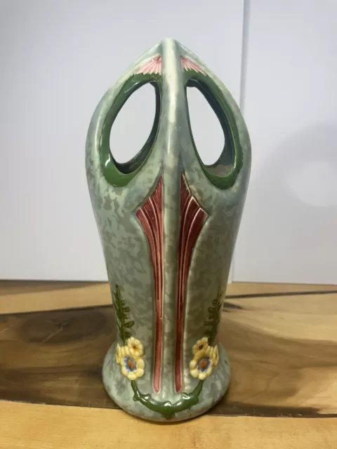 Vintage Royal Dux DPM Czech Bohemian Art Deco Majolica Vase - 9.25" H