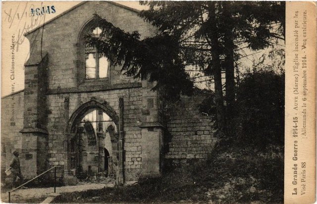 CPA Militaire, Auve - L'Eglise incendie (278674)