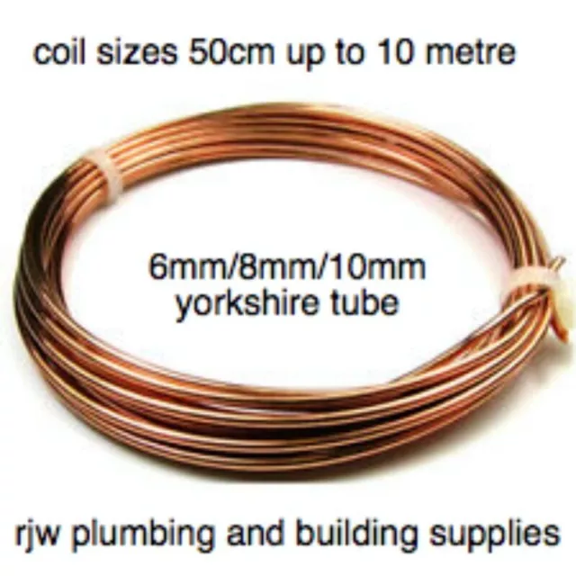 YORKSHIRE TUBE 6mm/8mm/10mm copper pipe/tube/plumbing/microbore/water/gas/diy