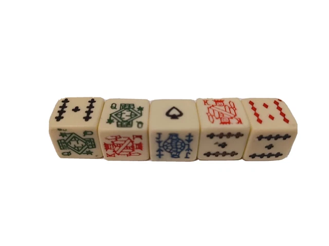 Vintage 1960-70s Set Of 5 Poker Dice
