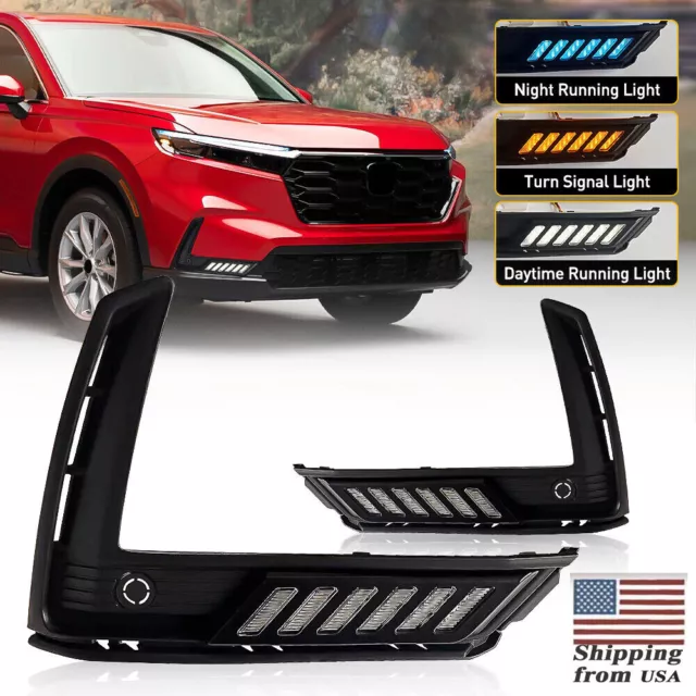 For Honda CR-V CRV 2023 2024 LED DRL Daytime Running Light Fog Lamp Turn Signal