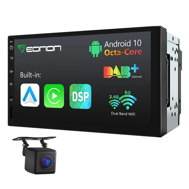CAM+Android 10 8-Core 2 DIN 7" IPS Head Unit Car Stereo with Apple Carplay Radio
