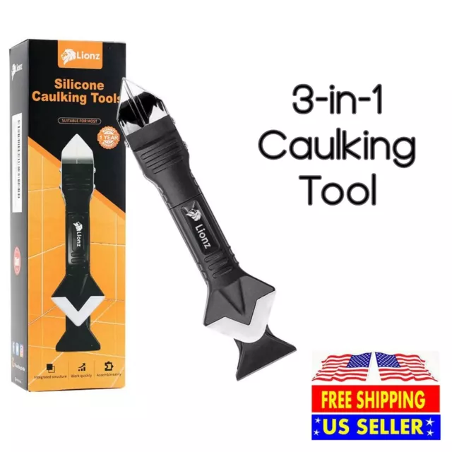 Lionz 3 in 1 Silicone Caulking Tool Stainless Steel Finishing - DIY - U.S seller