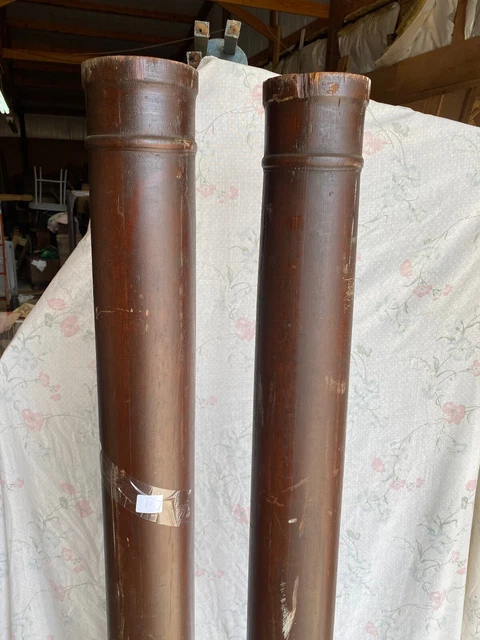 Salvage Architectural - Two 70" Turned Brown Round Columns / Posts   (1 3