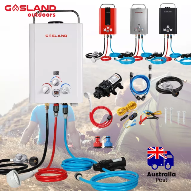 GASLAND 8L Portable Gas Water Heater Pump Kit Hot Water System LPG Camper Shower