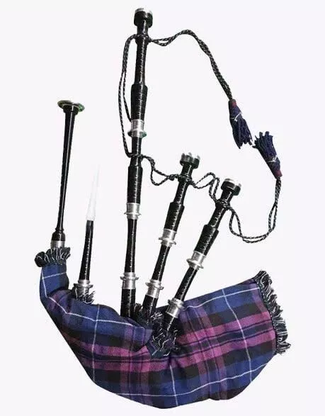 Highland Scottish Rosewood Black Bagpipe Silver Mounts Pride of Scotland Bagpipe