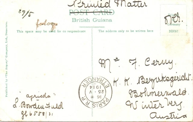 Ansichtskarte von Georgetown Guyana Colonial Bank 1914 gelaufen 2