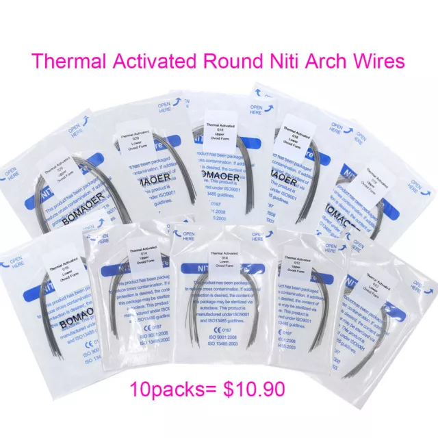 10 packs Dental Orthodontic Thermal Activated Round Niti Arch Wires Oval 10 SIZE