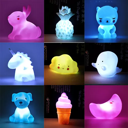 Creative LED Bedside Table Lamp Silicone Kids Room Battery Gift Night Light Cute