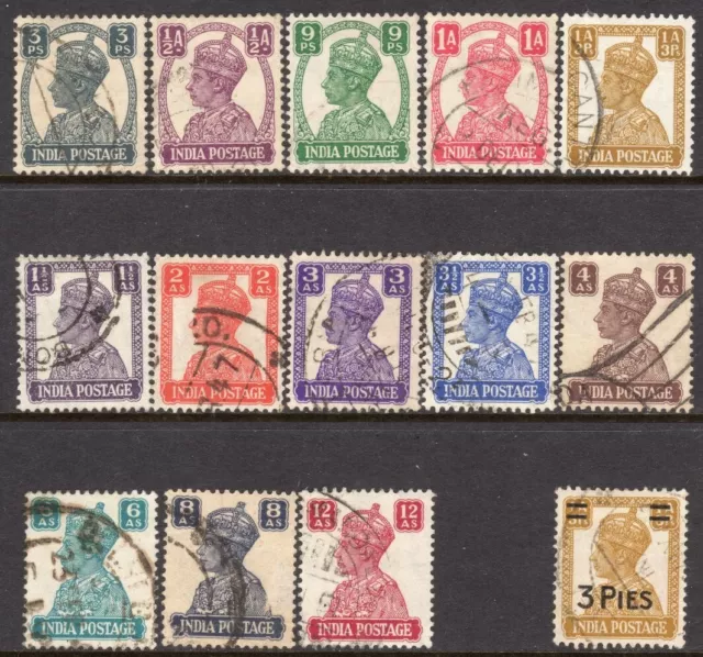 India Scott # 168-79 VF Used 1941-43 King George VI Definitives Set