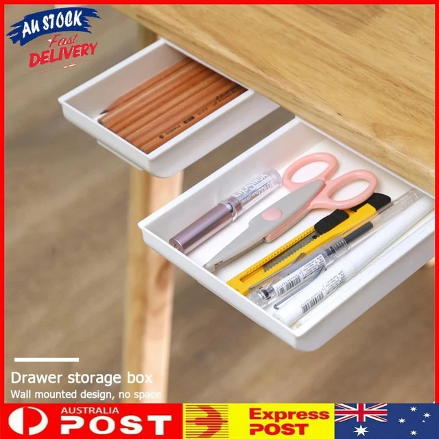 Under Desk Self-adhesive Table Drawer Storage Box Desktop Organizer Tray Box