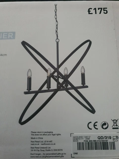 next  Bibury chandelier ceiling light New Black 4 Lights Pewter Finish BNIP