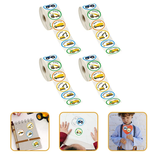 4 Rolls Scrapbooking Dibujos Animados Etiqueta Juguete Pegatina Para Camiones Portátil