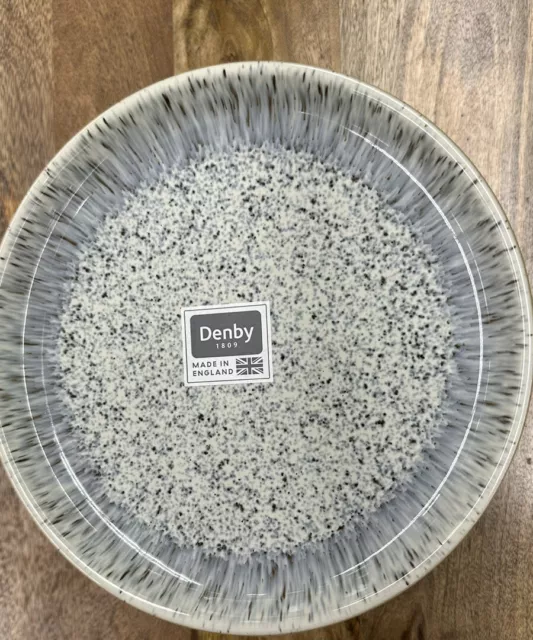 DENBY HALO SPECKLE GRAY SET OF 6 COUPE 8" SALAD/BREAD PLATES  UK orig $188