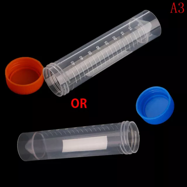 10Pcs 50ml Plastic Centrifuge Tube Pipe Vial Lab Test Container With 4 Bottom W_