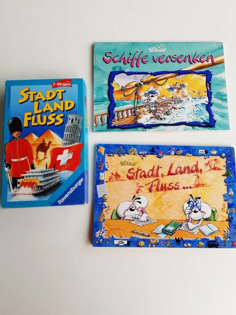 Primus Print Spielblöcke 4er-Set – Vier Gewinnt, Stadt-Land-Fluss, Schiffe Versenken, Käsekästchen