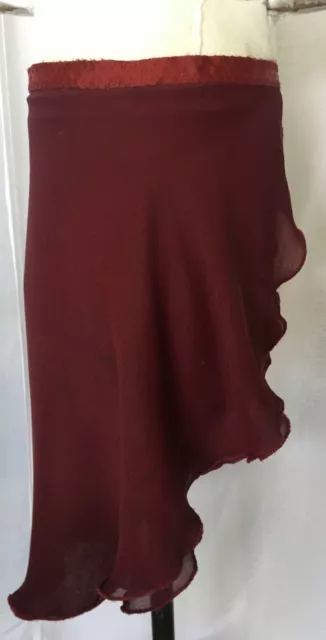 Teen Sheer Ballet Wrap Skirt Maroon with Ribbon Tie: Dancewear Size Petite Small